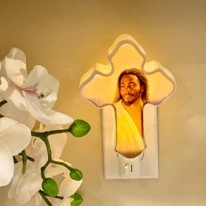 Porcelain New Handcrafted Jesus Christ Custom Cross Nightlight 4" tall